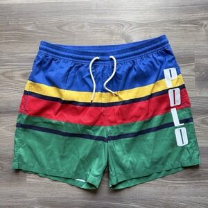 Polo Ralph Lauren Swim Trunks Mens XXL 2XL Traveler Classic Stripe Spellout NWT